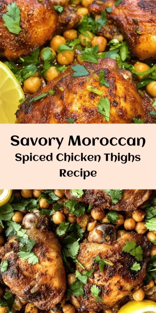 Try this mouthwatering Moroccan Spiced Chicken recipe that’s packed with flavor! Marinated in a mix of aromatic spices like cumin, coriander, and cinnamon, this dish is both delicious and comforting. With just a few simple steps, you’ll sear juicy chicken thighs and roast them with chickpeas for a hearty meal. Perfect for weeknight dinners or impressing guests, serve with fresh cilantro and lemon for a vibrant finish. Enjoy a taste of Morocco today!