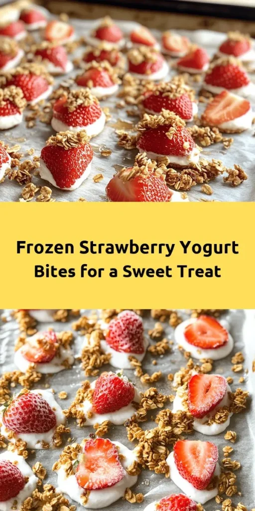 Cool down with these delicious Frosty Strawberry Yogurt Clusters! Made with fresh strawberries dipped in creamy Greek yogurt and sweetened with honey or maple syrup, these healthy treats are perfect for a refreshing snack. Enhance the crunch with granola or nuts if you like! Easy to prepare and perfect for a hot day, simply coat, freeze, and enjoy straight from the freezer. Great for satisfying sweet cravings while keeping it nutritious!