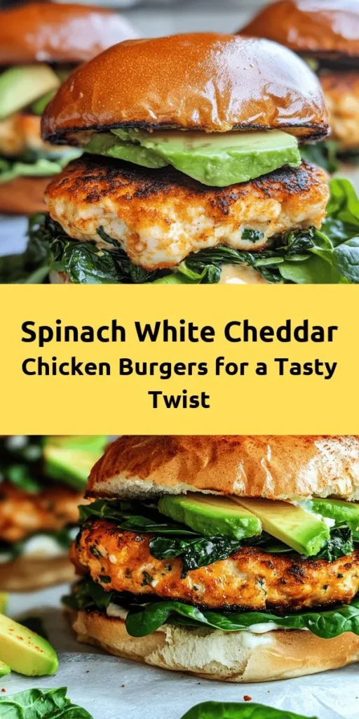 Elevate your burger night with these delicious White Cheddar & Spinach Chicken Burgers! Packed with flavor, these juicy patties are made from ground chicken, fresh spinach, and creamy white cheddar. Quick and easy to prepare, they’re ready in just 30 minutes. Grill them up, toast some buns, and customize with your favorite toppings like avocado and lettuce. Perfect for a weeknight dinner or summer cookout, these burgers are sure to impress! 🍔🧀