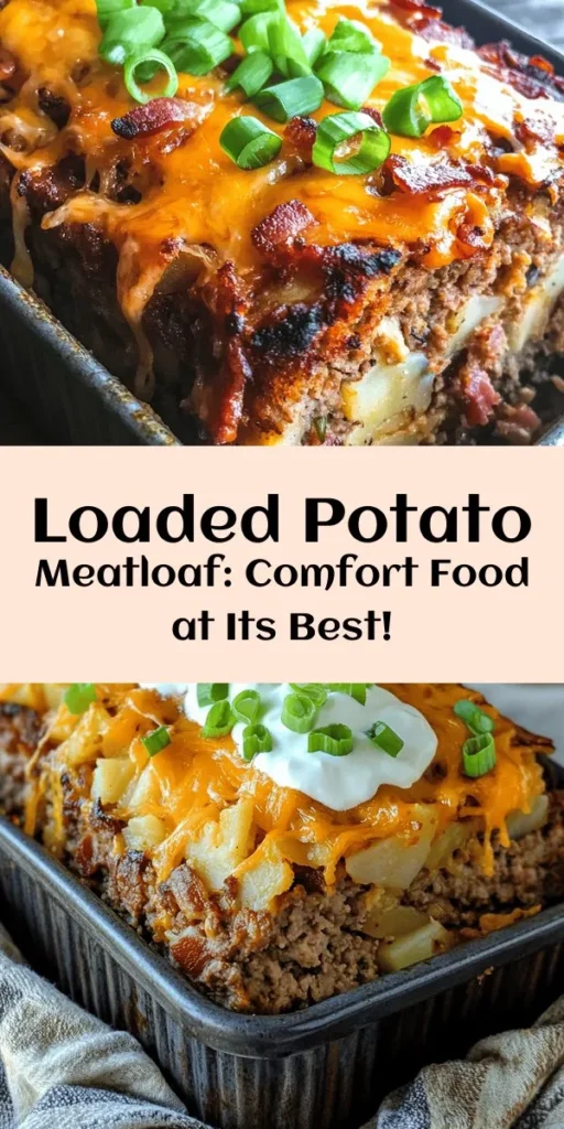 Discover the heartwarming delight of Ultimate Loaded Potato Meatloaf! This flavorful recipe combines juicy ground beef with grated Idaho potatoes, crispy bacon, and gooey cheddar cheese for a comforting twist on a classic dish. Easy to prepare with simple steps, it’s perfect for family dinners or gatherings. Top it off with creamy sour cream and extra cheese for a mouthwatering finish. Enjoy a slice of comfort that everyone will love!