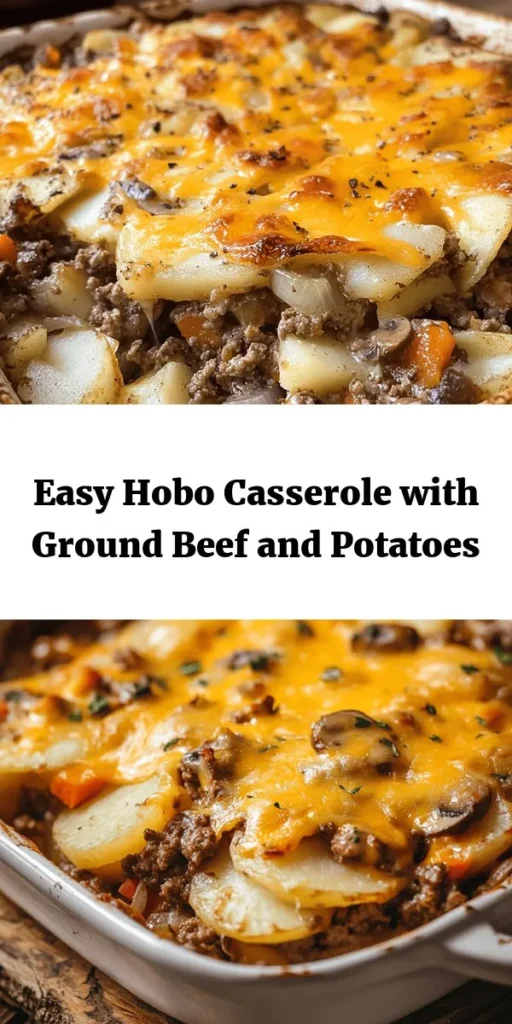 Discover the comforting taste of Hobo Casserole with Ground Beef and Potatoes! This hearty dish combines ground beef, thinly sliced potatoes, and a medley of colorful mixed vegetables, all baked to perfection. Topped with creamy mushroom soup and melted cheddar cheese, it's a simple and satisfying meal for the whole family. Ready in just one hour, this recipe is perfect for busy weeknights. Give it a try and enjoy a delicious, filling dinner!