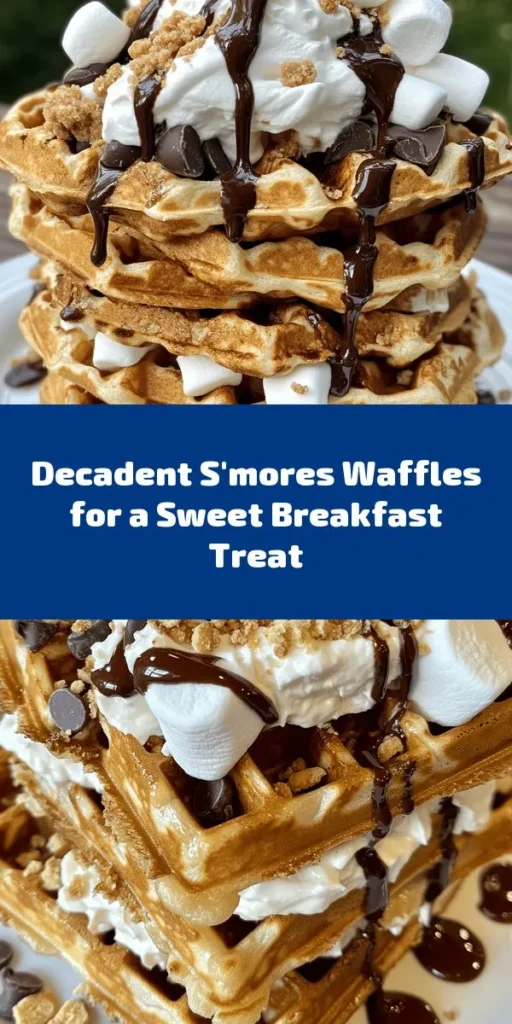 Indulge in a delicious twist on a classic favorite with these S’mores Waffles! Perfect for breakfast or brunch, this easy recipe combines fluffy waffles with gooey mini marshmallows, rich chocolate chips, and crunchy graham crackers. Topped with whipped cream and a drizzle of chocolate syrup, it's a delightful treat that will make your mornings extra special. Get ready to impress family and friends with this sweet, mouthwatering dish!