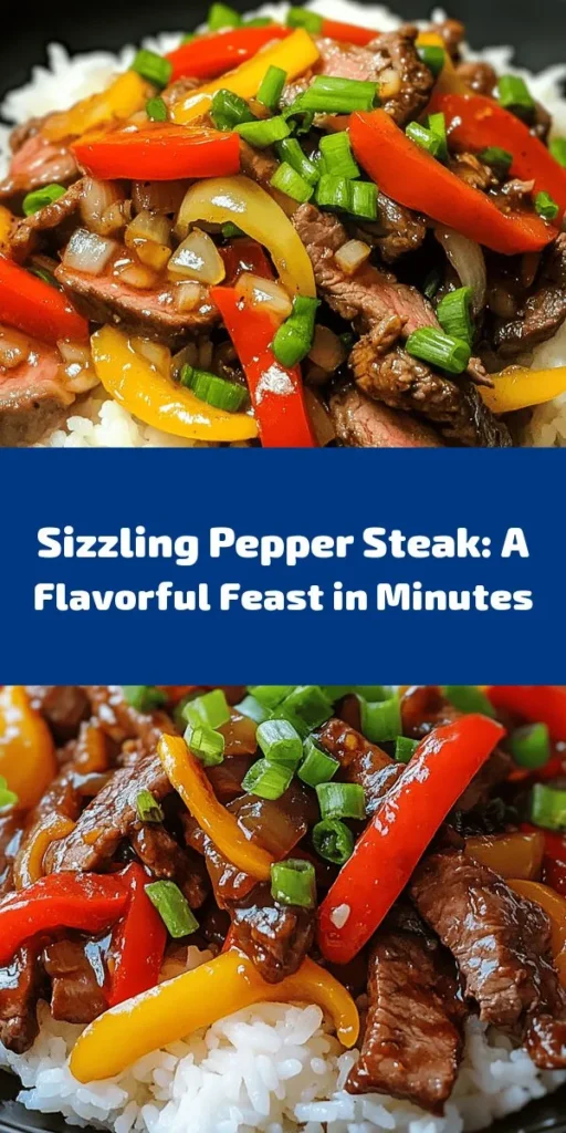 Get ready for a taste explosion with this Sizzling Pepper Steak Delight! Tender flank steak is marinated in soy sauce and cornstarch, quickly sautéed, then tossed with vibrant bell peppers, onion, and a savory blend of garlic, ginger, and flavorful sauces. Perfectly served over rice or noodles, this dish is easy to prepare and ready in just 40 minutes. Ideal for any weeknight dinner, it's sure to impress your family and friends! Enjoy the satisfying crunch and rich flavors in every bite.