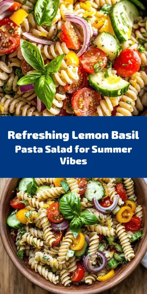 Brighten up your mealtime with this Zesty Lemon Basil Pasta Salad! Packed with whole wheat pasta, fresh veggies like cherry tomatoes and cucumber, and drizzled with a tangy lemon dressing, this dish is perfect for summer picnics or a quick weeknight dinner. Ready in just 45 minutes, it's refreshing, nutritious, and can be enjoyed chill. Optional nutritional yeast adds a delightful cheesy flavor! Dive into this flavorful salad that’s sure to impress!